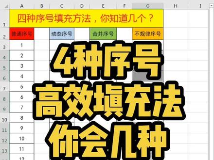 这四种序号高效填充法,你会几种?#感谢抖音我要上热门 #办公技巧 #excel #word #office办公技巧