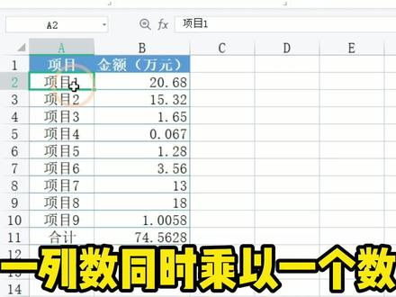 一列数同时乘以一个数#办公软件技巧 #excel #wps