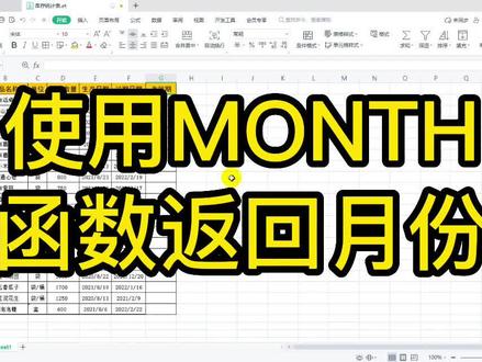 WPS使用MONTH函数返回月份#少儿编程 #excel技巧 #职业技能 #office办公技巧 #python编程教程 #会计 #excel教程 #wps办公教学