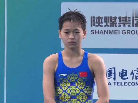 全红婵第十四届全运会女子10米跳台五跳回放,五跳三满分,太厉害了#跳水# 体育精神