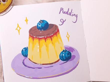 焦糖布丁教程#跟着抖音学画画 #丙烯画 #翻翻乐 #绘画过程 #零基础学画画