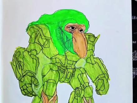 我画的大脚树猿你们给多少分呢?#画渣日常 #儿童绘画 #儿童描摹本 #大脚树猿 #画画练习打卡 @DOU+小助手