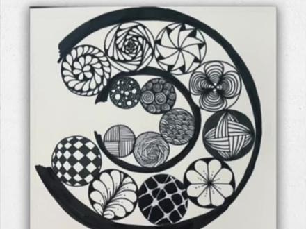 第206幅,基本纹样#绘画教程 #跟着抖音学画画 #解压禅绕画