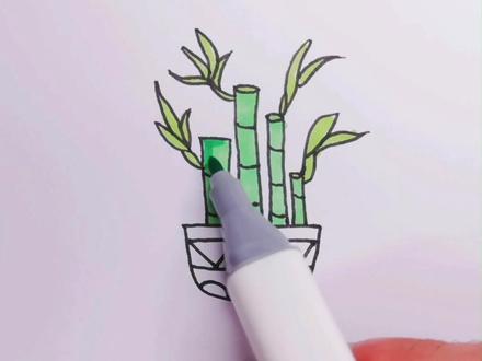 #一起学画画 一起学习盆景富贵竹怎么画吧#简笔画 #亲子 #画画