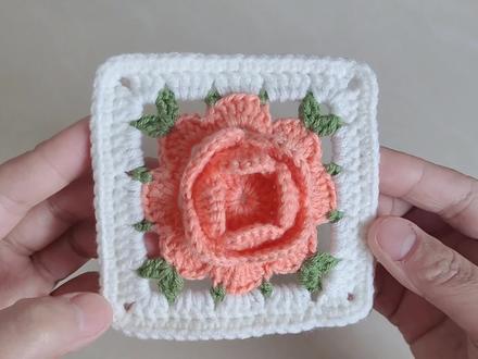 花开富贵!钩针漂亮的玫瑰花单元花片,可拼接成你想要的织物(上)