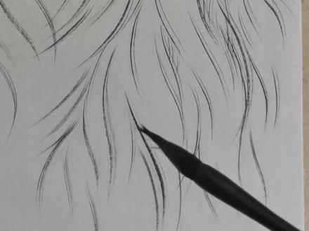 狮子鬃毛的笔法示范和调整笔锋。