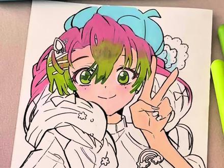 不会晕染就不能画画了?这个视频教会你轻松晕染! #甘露寺蜜璃 #蜜璃 #晕染 #丙烯马克笔绘画 #挑战一百天成为绘画博主