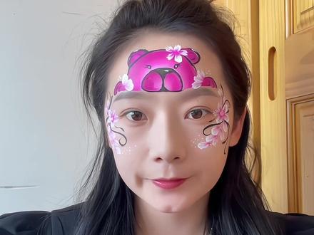 好看又好画的小熊花朵#儿童面部彩绘 #摆摊创业