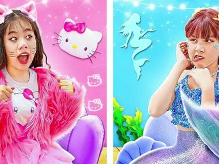 如果你超级喜欢美人鱼?第一视角带你化妆改造成美人鱼!#搞笑 #少儿 #美人鱼 #化妆 #第一视角