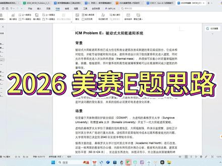 2026 美赛E题保姆级解题思路+模型汇总! 2026 美赛E题保姆级解题思路+模型汇总!美赛思路 | 模型代码 | 获奖必备!