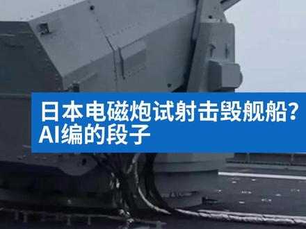日本电磁炮试射炸毁舰船?AI编的
一段在社交平台上流传的视频声称,日本的电磁炮以高超音速击毁了万吨以上级别的靶船。但这段视频在11月15日已经出现,而且是人工智能生成的。#抖音媒体辟谣团#澎湃明查