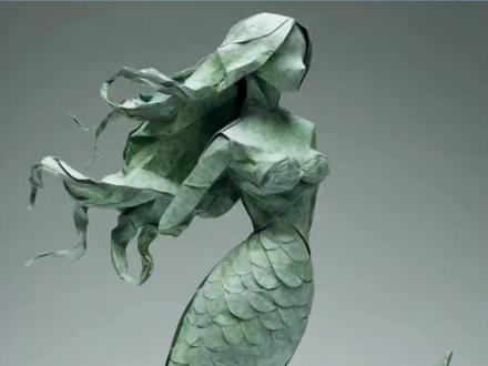 随便看一眼就会的美人鱼折纸,快艾特你的天才闺蜜给你折!#美人鱼 #美人鱼折纸 #艺术设计 #没点艺术细胞刷不到