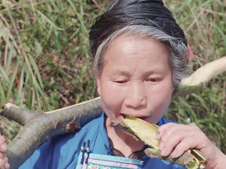 实拍贵州农村60岁奶奶饿了就吃树皮 @侗魅兰香 @抖音小助手 #美食