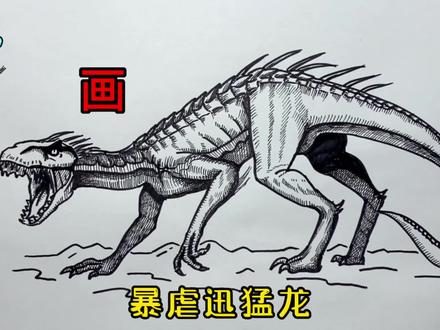 手绘恐龙教程、教你如何画恐龙、暴虐迅猛龙#我要上热门 #画画 #手绘 #绘画过程 #恐龙