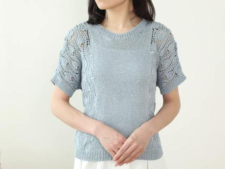 毛儿手作 夏叶 扁带线镂空花样短袖棒针编织教程