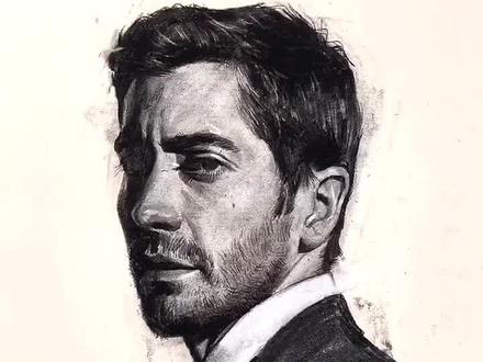 碳条画画真的爽!#画画 #素描 #杰克吉伦哈尔