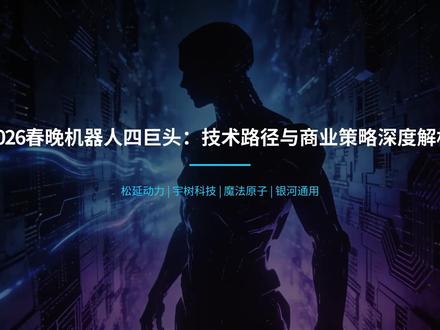 2026春晚同台的四家机器人公司,看似同场竞技,实则路线天差地别。我从公司基因、产品形态、技术路线、商业化四大维度,深度拆解松延动力、宇树科技、魔法原子、银河通用的真实差距。谁最像人、谁最能跑、谁最会量产、谁最有大脑?一条视频看懂中国机器人产业格局,干货拉满,建议收藏。#2026春晚机器人