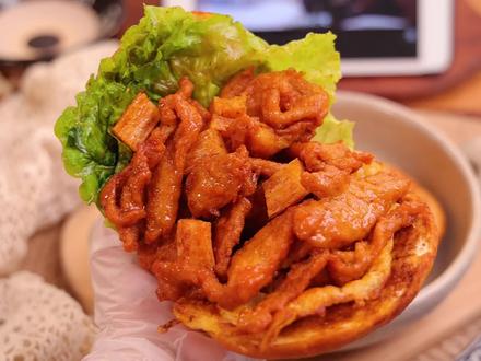 也不知道你们吃过这个没有? #买不到咱自己做美食大赛 #跟着抖音学做菜 #里脊扒饼 #校门口美食