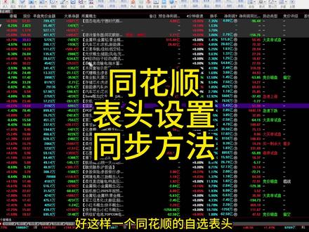 同花顺表头设置方法以及同步设置! 同花顺表头设置方法以及同步设置!#同花顺 #表头 #股民 #股市