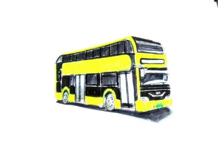 粉丝投稿的一辆双层巴士🚌!感谢大家的支持👏🏻👍🏻 #画公交 #双层巴士 #公交车 #儿童简笔画 #马克笔手绘