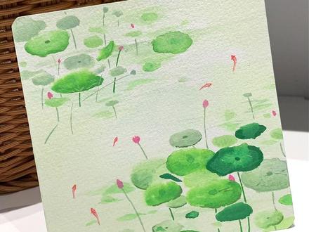 丙烯马克笔手绘 | 植物手绘 水墨荷花池 #绘画#丙烯马克笔#绘画过程