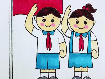 几笔画少先队员,简单超好看#简笔画 #画画 #一起学画画 #少先队员 #爱国主题儿童画教学