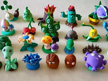 捏给豆豆小朋友的小玩具,粘土变植物咯#植物大战僵尸 #手工diy #粘土