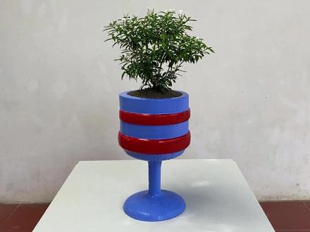 手把手教程:水泥砂浆填桶 + 预埋泡沫,狗牙花种进去美翻了 #花盆 #DIY #废物利用 #变废为宝手工