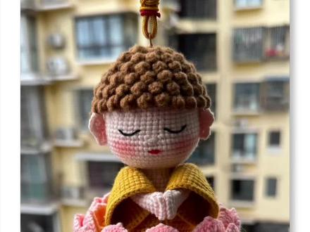 莲花小佛拖视频教程一,头部1~17圈的钩织方法