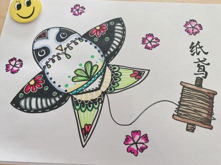 春天到了,是不是该放风筝了#一起学画画 #一学就会的简笔画 #少儿美术 #零基础学画画