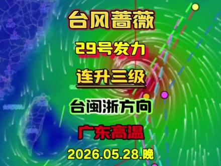 台风蔷薇29号开始发力连升三级,路径大幅西调,台闽浙方向! #台风蔷薇 #台风实时路径 #最新天气预报 #高温天气 #广东天气