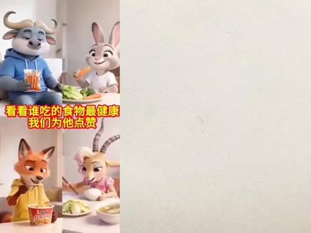 谁吃的最健康?#简笔画 #二次元#尼克和朱迪 #疯狂动物城@抖音小助手 @抖音青少年 @抖音创作小助手