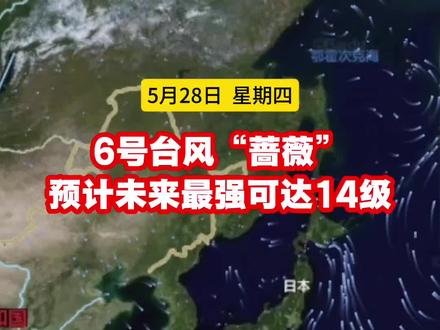 6号台风“蔷薇”,预计未来最强可达14级… #台风路径 #台风蔷薇
