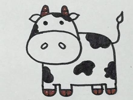 看完秒会的奶牛简笔画,一起来画吧~#简笔画 #奶牛简笔画 #牛 #动物简笔画#一看就会的简笔画