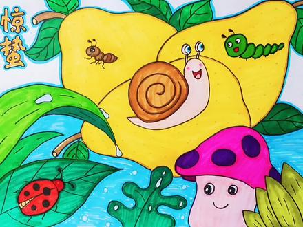 春天主题儿童画,二十四节气惊蛰简笔画,简单漂亮,学画画啦