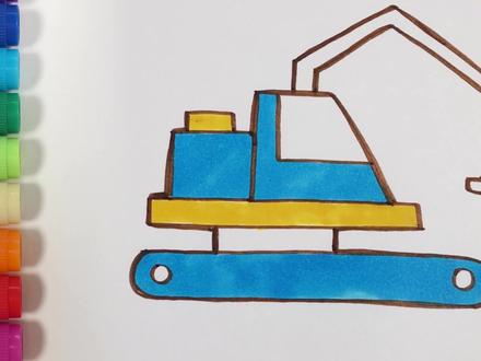 儿歌多多汽车简笔画挖掘机 学画炫酷挖掘机一起去造城堡 #简笔画 #汽车 #工程车