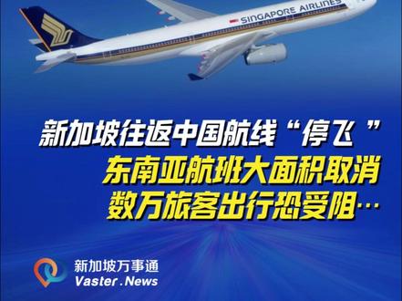 新加坡往返中国航线“停飞”东南亚航班大面积取消数万旅客出行恐受阻…#新加坡 #中国 #航班 #东南亚