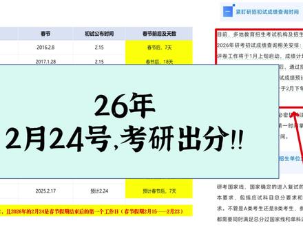 考研出分时间大概率已经定了,2月24 #考研复试#考研出分时间#春节#科研项目#考研查分