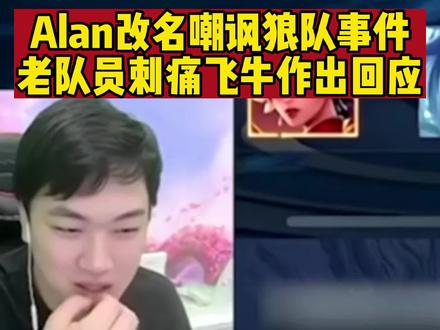 职业选手Alan改名嘲讽狼队事件,老队友刺痛Fly作出回应:有点绝 #王者