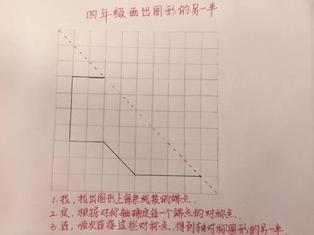 #易错题 #轴对称图形 手把手教你画轴对称图形的另一半的方法。