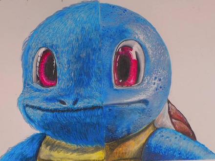 如果用“生发剂”来画杰尼龟#一起学画画 #跟着抖音学画画 #绘画过程 #精灵宝可梦 #杰尼龟