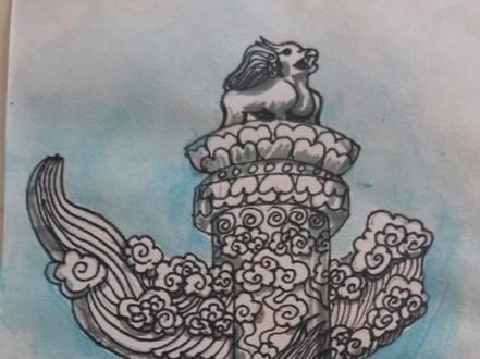 #一起学画画 #学画画 #画画 华表柱、天安门华表柱、儿童画、简笔画