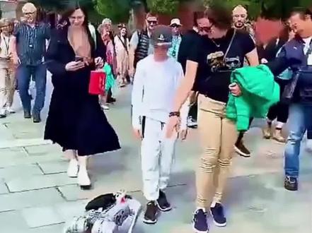 街头惊现高智商机器狗,围观游客都看呆了,与台湾游客互动也是绝了。#围观群众都看呆了 #机器狗 #机器人#围观群众都看呆了 #街头趣事分享