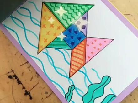 手绘七巧板图案#创意儿童画#画画 #七巧板