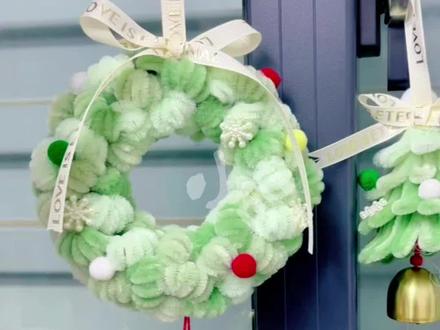 渐变抹茶圣诞花环教程#手工diy #圣诞 #扭扭棒 #教程