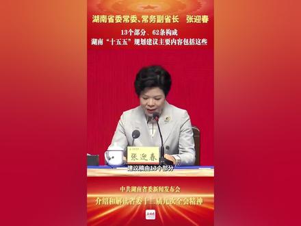 张迎春:湖南“十五五”规划建议包含13个部分、共62条