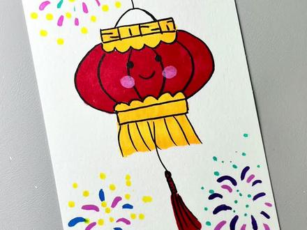 新年大红灯笼绘画 #简笔画画 #手工手绘 #手绘教程 #儿童简笔画绘画教程 #灯笼