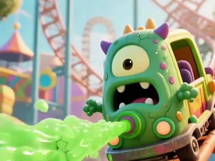 #3-6岁挖掘机动画视频 #喷水车#怪兽车#警车#儿童工程车动画片大全@DOU+小助手