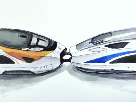 限量版复兴号!金凤凰牵手蓝神龙!快来围观一下🚅🚅🚅🚅#中国高铁 #中国速度 #火车迷 #复兴号 #画火车 #火车连接