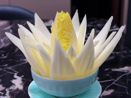 千叶莲花白菜教程 #供佛 #斋菜 #素食 #创意美食 #摆盘技巧